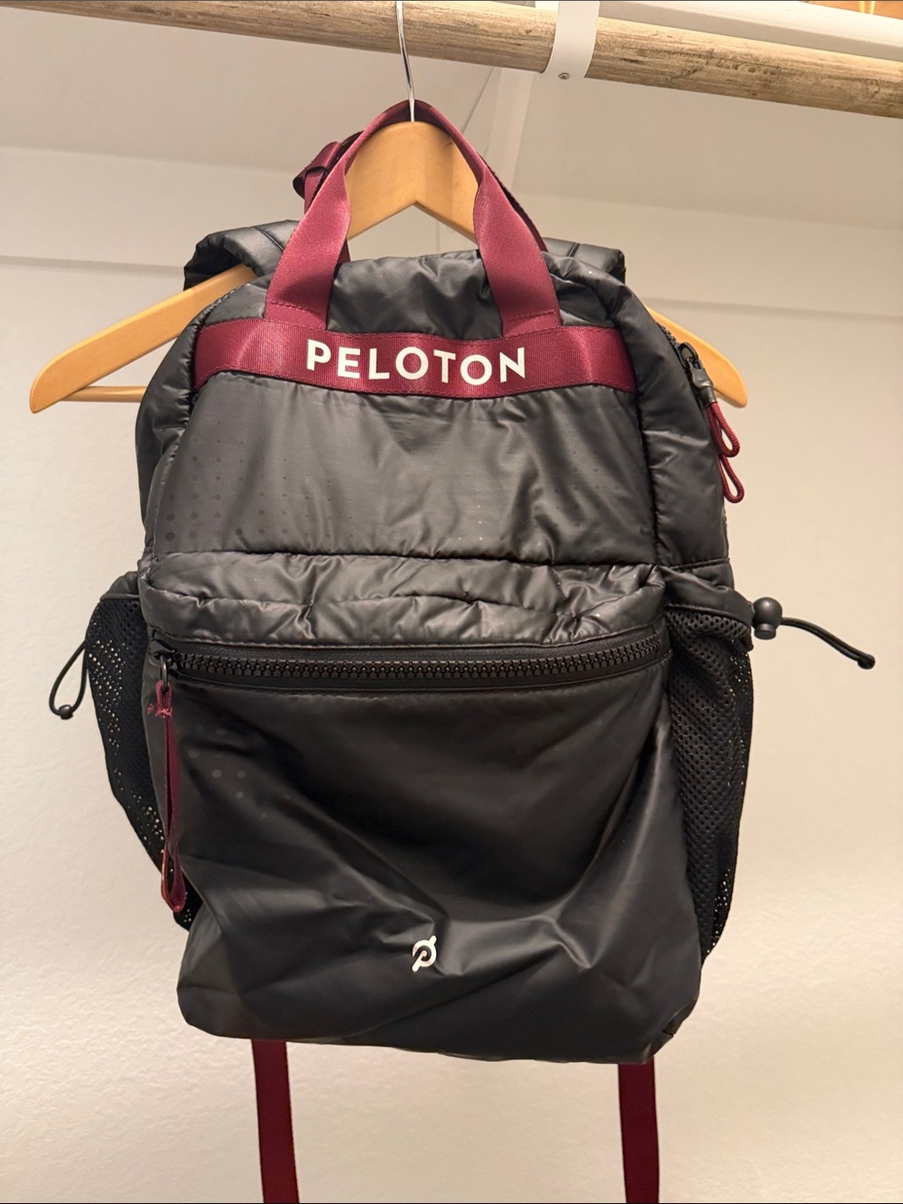 Peloton Vooray Black and Burgundy Performance Backpack